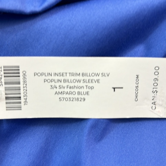 Chico’s size 1 poplin and spandex blouse, NWT - Picture 6 of 7